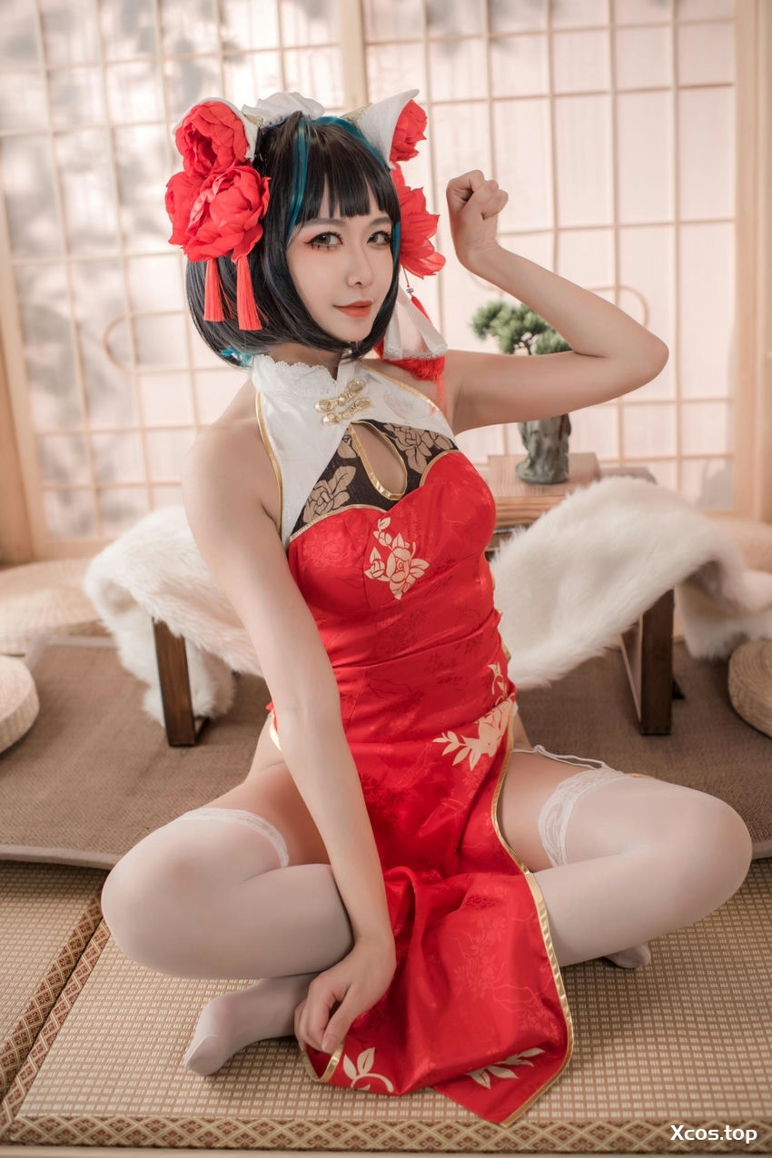 源纱希喵喵喵 - 柴郡红色旗袍 [50P-669MB]